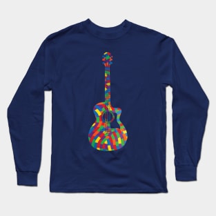 Auditorium Style Acoustic Guitar Colorful Texture Long Sleeve T-Shirt